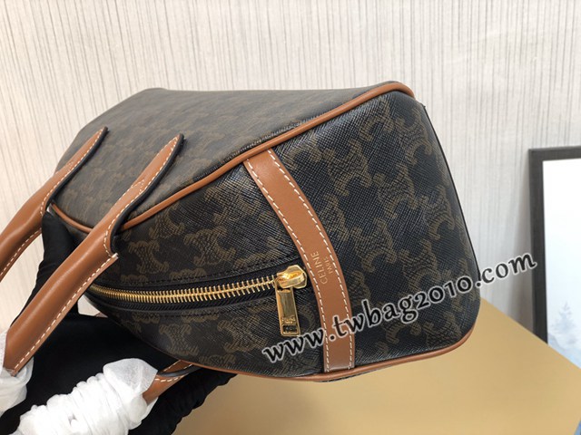Celine專櫃2023新款老花半月手提女包 賽琳TECKEL中號標誌印花牛皮革手袋 sldj2242